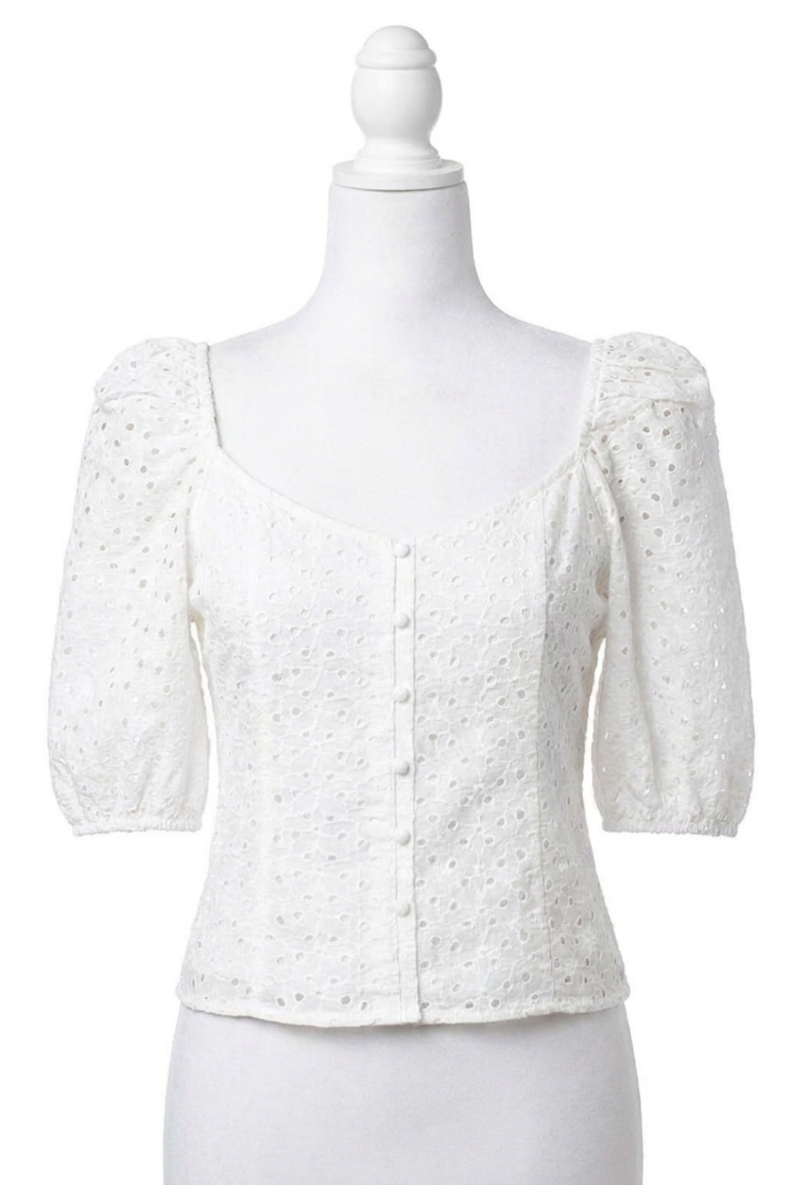NEW BUDDYLOVE eyelet crop top in white